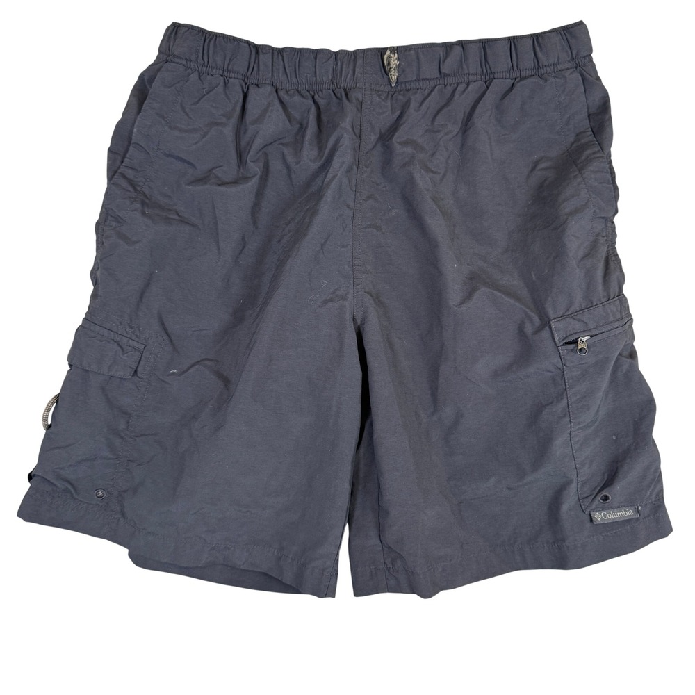 Columbia Mens Cargo Shorts Gray Packable Hiking Outdoor Elastic Waist Size M